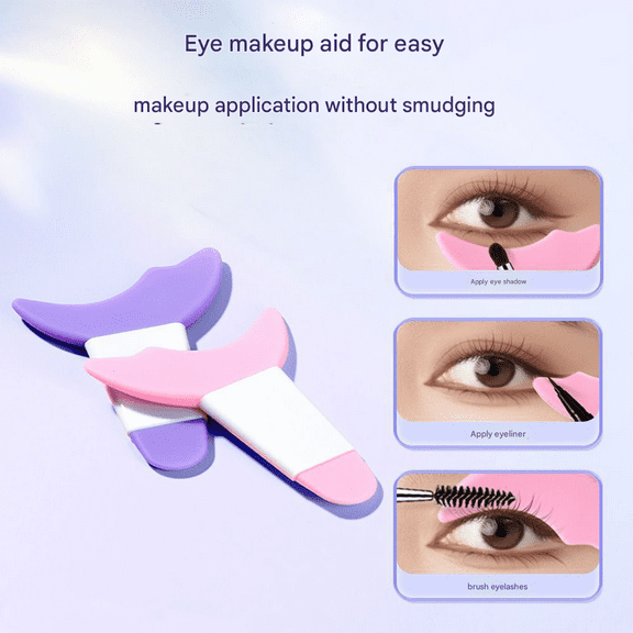 Long Handle Silicone Eye Makeup Tool Eyeliner Eyeshadow Shield Purple