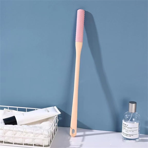 Long Handle Silicone Foot Brush Toe Seam Cleaner Massager With Foot File For Seniors Elderly Shower Scrubber（2.3*40Cm）