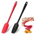 thumbnail image 1 of Long Handle Silicone Jar Spatula Kitchen Scraper Spatula Non-Stick Rubber Scraper Silicone Scraper for Jars, Smoothies, Blenders Cooking Baking Stirring Mixing (Red, Black,2 Pieces), 1 of 7