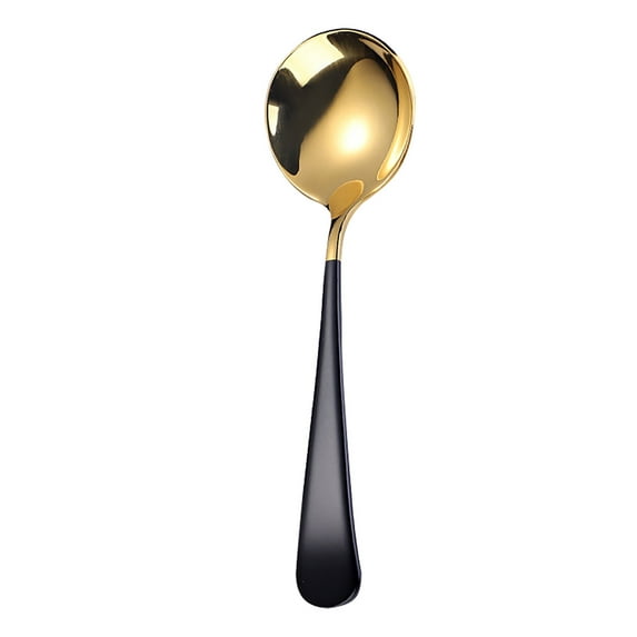 Long Handle Soup Spoon, Portable Dining Spoon for Kitchen Restaurant Camping Picnic, Easy to Carry, 6.3In (1Pcs) Black2