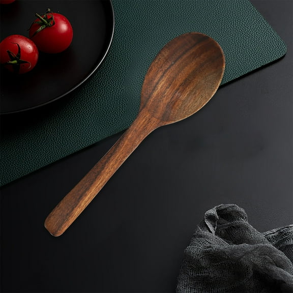 Long Handle Soup Spoons Wooden Spoons - Long Handle Soup Serving Teaspoons For Cooking Mixing Stirring - Eco Friendly Kitchen Utensils For Eating Baking - Durable Natural Wood Table Spoons Wood 16cm