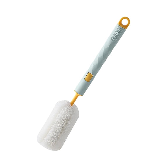 Long Handle Sponge Bottle Brush - 360° Rotating Head Cleaner for Baby Bottles, Travel Mugs & Narrow Containers with Hanging Loop