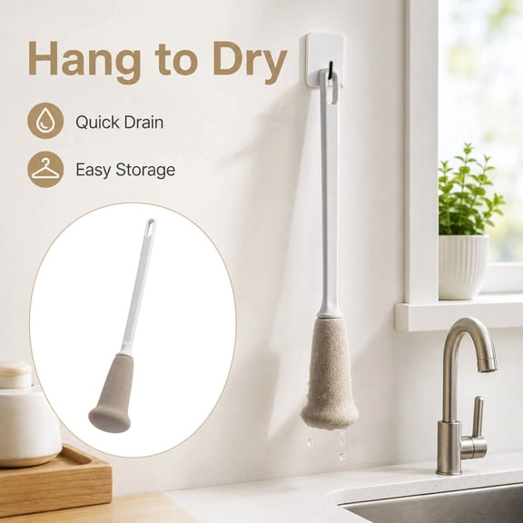 Long Handle Sponge Bottle Brush, Foam Sponge On A Stick For Cleaning Cups, Glassware, Water Bottles, Tumblers, Mugs, Carafe, Dishes, Baby Bottles, Decanter 12.01" Cleaning Brush 2026