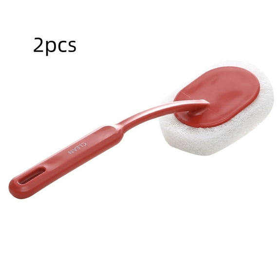 Long Handle Sponge Brush for Bathroom Wall and Bathtub, Manual Surface Scrubbing Tool for Floor Tile, Reusable Soft Foam Scouring Pad for Home Hygiene Management, 2 Piece Brush Set, By UKHCCC
