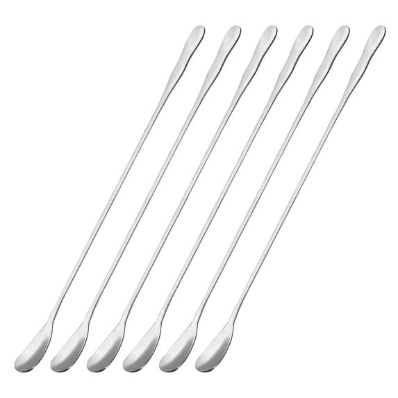 Long Handle Spoon, 6Pcs 10.24-Inch Stainless Steel Cocktail Stirring Spoons for Mixing, Drink (Silver)