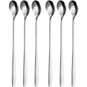 Long Handle Spoon, Coffee Blender, 19.3cm Iced Tea Spoon, High Quality Stainless Steel Iced Tea Spoon for Mothers Milk Tea Mix Cocktail Stir Coffee Milkshake Cold Drink, 6 Piece SetSilber
