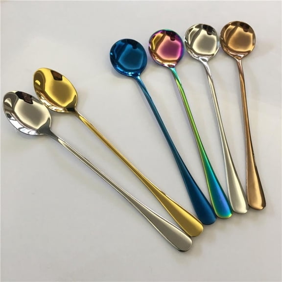 Long Handle Spoon, Coffee Stirrers, Ice Tea Spoon, Premium Stainless Steel Iced Teaspoon for Mothers Milks Tea Mixing Cocktail Stirring Coffee Milkshake Cold Drink