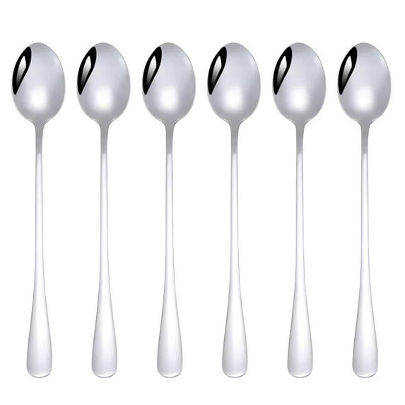 Long Handle Spoon Ice Tea Spoon Stainless Steel Iced Teaspoon for Mixing Stirring Tea Coffee Cold Drink Set of 6