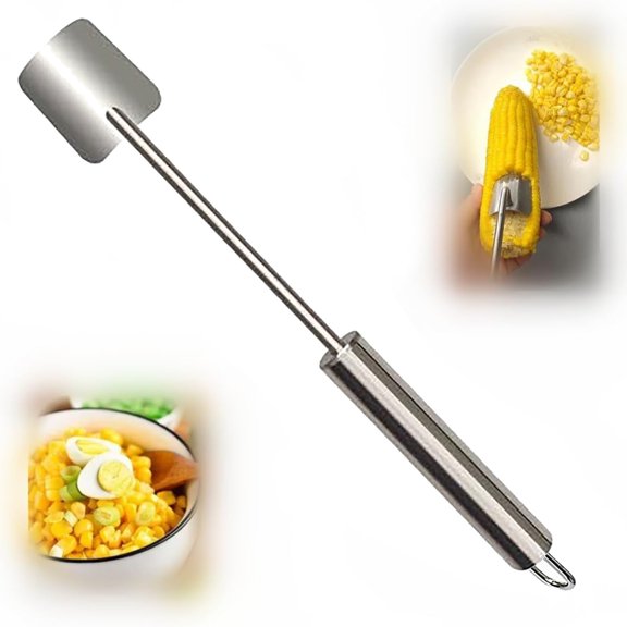 Long Handle Stainless Steel Corn Stripping Tool, Corn Cob Peeler Peeler Easy Clean Corn Cob Peeler Stainless Steel Splitter Tool Suitable for Home Kitchen