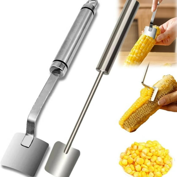 Long Handle Stainless Steel Corn Stripping Tool,Corn Cob Stripper,Corn Cutter,Corn Peeler,Corn Peeler for Corn on the Cob,Easy Clean Corn Peeler Corn Cob Stripper Tool (AB)