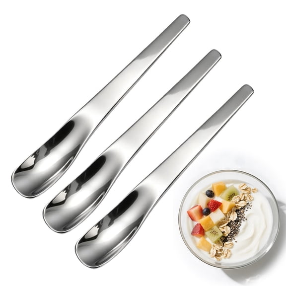 Long-Handle Stainless Steel Dessert Spoon No Bend 316 Deep Bowl Spade Ice Cream Shovel Coffee Stirrer Iced Tea Mixing Utensil Tall Glass Jar Mirror Polished Flatware Sundae Parfait