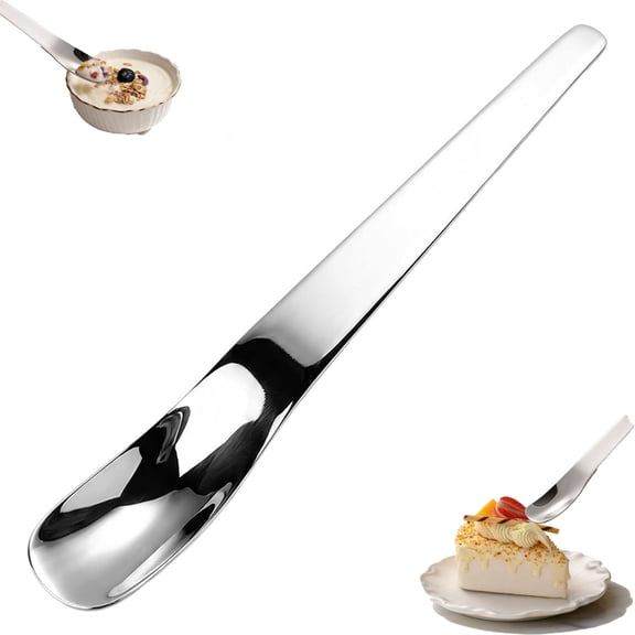 Long-Handle Stainless Steel Dessert Spoon, Long Ergonomic Handle,316L Ice Cream Spade