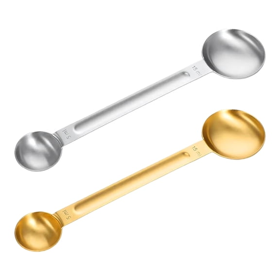 Long Handle Stainless Steel Scoops Double Head Kitchen Measuring Spoon Set Perfect For Coffee And Baking Ingredients