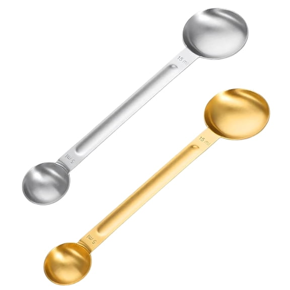 Long Handle Stainless Steel Scoops Double Head Kitchen Measuring Spoon Set Perfect For Coffee And Baking Ingredients