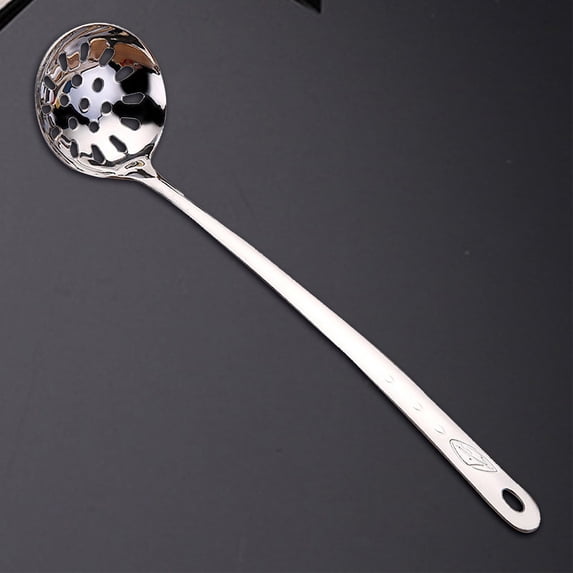 Long Handle Stainless Steel Soup Ladle, Ergonomic Serving and Portioning Spoon, Durable Kitchen Utensil with Hanging Hole for Soups and Stews (D)