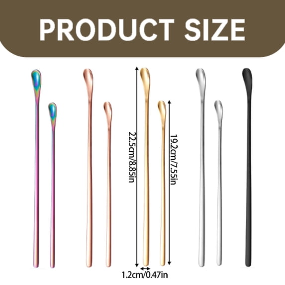 Long Handle Stainless Steel Stirring Spoon, Multifunctional Coffee Cocktail Mixing Spoon Stir Sticks for Drink, Tea, Oil & Bar Use