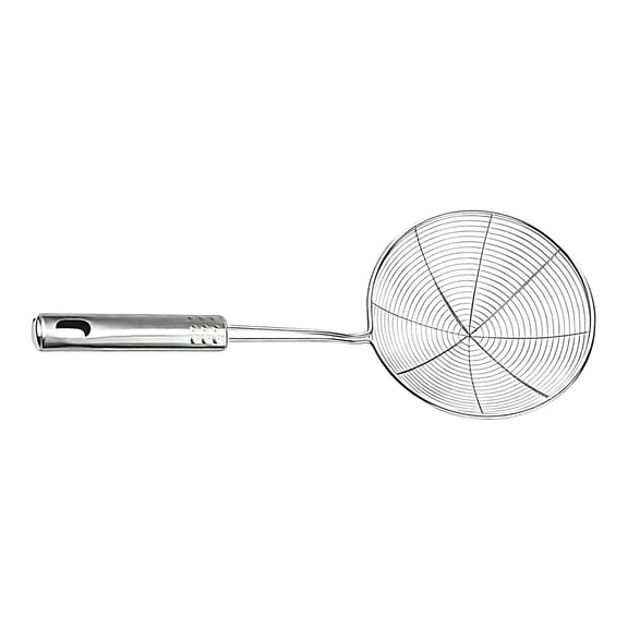 Long Handle Stainless Steel Wire Skimmer Ladle, Multi-Hole Pasta Noodle Strainer Spoon, Deep Frying Grease Separation Kitchen Utensil, Slotted Metal Skimmer for Boiling Pasta, Blanching Veggies