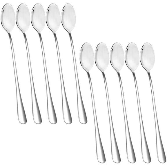 Long Handle Stirring Spoon, DaKuan Set of 10 Stainless Steel Mixing Spoon for Iced Tea, Coffee, Cocktail, Milkshake, Cold Drink