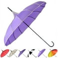 thumbnail image 1 of Long Handle Sun Umbrella, Retro Pagoda Parasol Umbrella, UV Protection Umbrella with Hook Handle for Photo Prop Decoration, 1 of 10