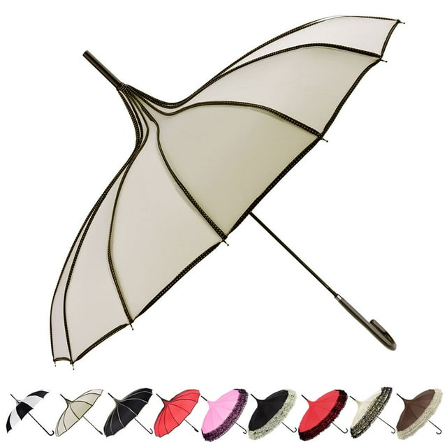 Long Handle Sun Umbrella, Retro Pagoda Parasol Umbrella, UV Protection