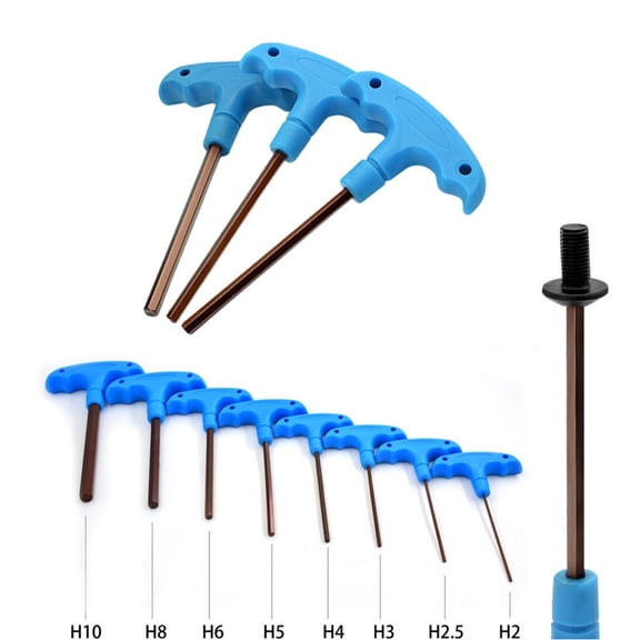 Long Handle T Type Hex Wrench Set H2-H10 Alloy Allen Key Tool for Furniture Assembly and Mechanical Repair Blue High Hardness HRC55-65 Durable