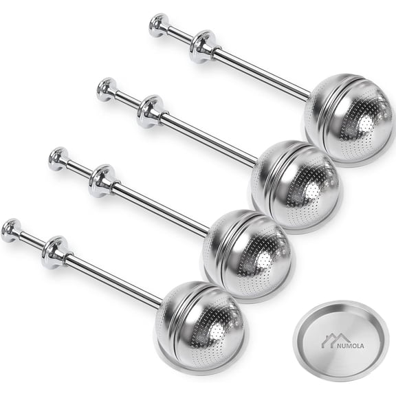 Long Handle Tea Ball Stainless Steel, 2Pcs Premium Tea Infuser Filter for Loose Leaf Tea, Reusable Fine Mesh Tea Interval Diffuser Strainer for Cup and Teapot
