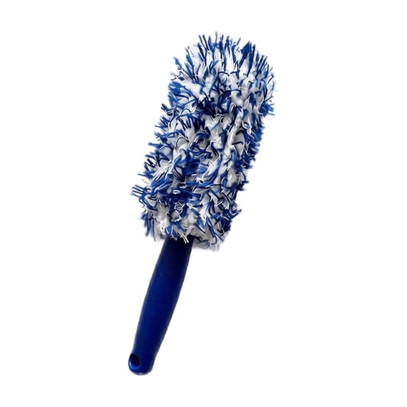 Long Handle Tire Brush, Soft Plush Bristles Wheel Rim Scrubbing Design, Extended Vehicle Cleaning Tool for Automotive Detailing, Blue