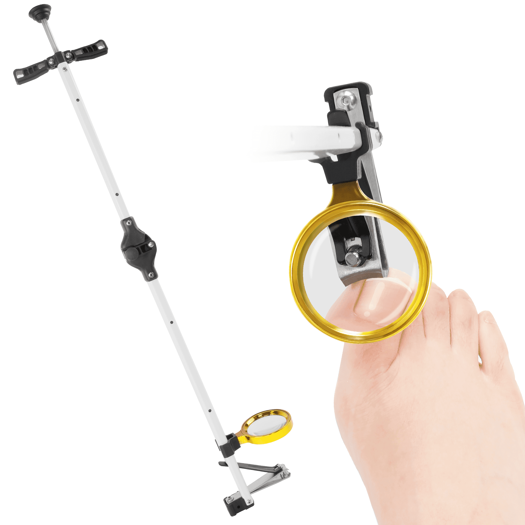 Long Handle Toenail Clippers for Seniors with Magnifier, 17" Easy Reach Nail Cutter for Thick Nails, Wide Jaw Clippers for Elderly, Disabled, Obese, Arthritis Hand Use