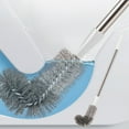 thumbnail image 1 of Long Handle Toilet Bowl Brush with Plastic Bristles, Modern Bathroom Cleaning Brush Kit, Non Scratch Easy Hang Design, for Toilet Cleaning Bathroom Maintenance, White, 1 of 7