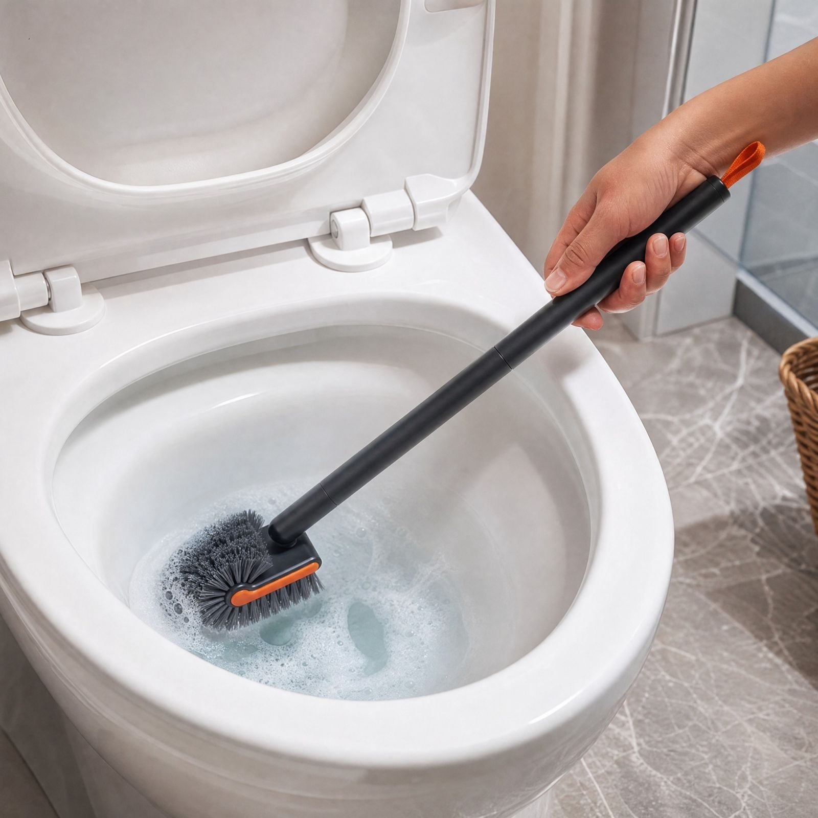 Long Handle Toilet Brush, 23.6 Inch Plastic Deep Cleaning Tool with ...