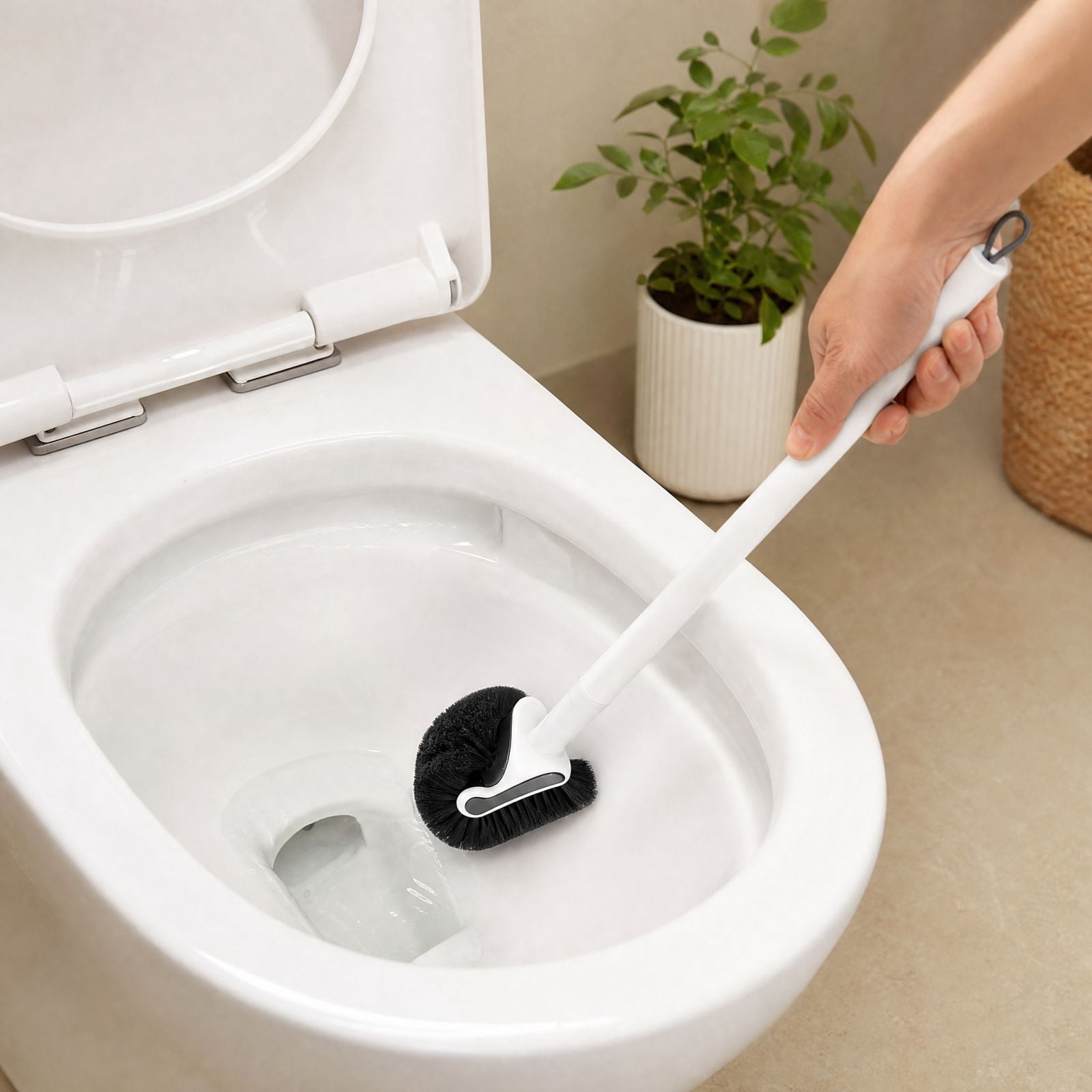Long Handle Toilet Brush, 23.6 Inch Plastic Deep Cleaning Tool with ...
