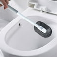 thumbnail image 1 of Long Handle Toilet Brush with Notch Design | No Dead Corner Cleaning | Wall-Mounted Bathroom Brush | Soft Bristles for Gentle Cleaning | 47cm/18.5in Length | Gray or Blue, 1 of 7