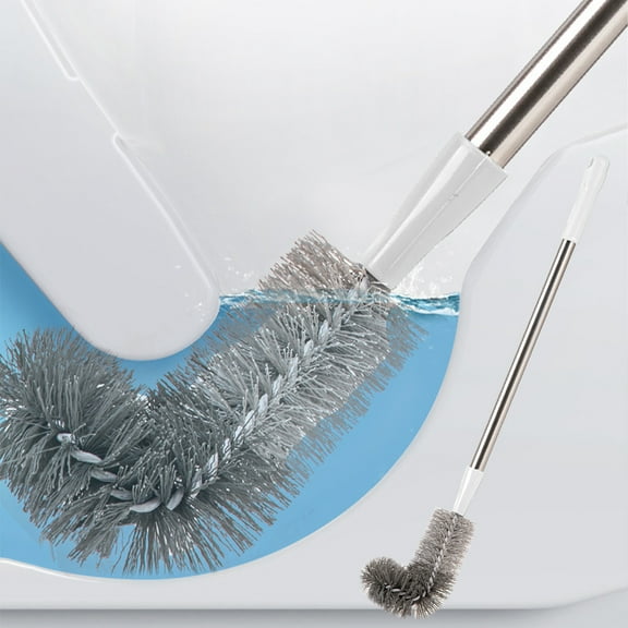 Long Handle Toilet Brush with Plastic Bristles | Modern Compact Bathroom Cleaning Tool | 1-Piece Bowl Brush Kit for Easy Storage
