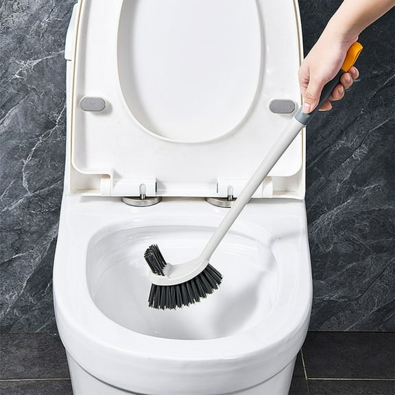 Long Handle Toilet Cleaning Brush with Ergonomic Grip | 19.29 Inch ABS Plastic Toilet Brush | Stiff Bristles for Cleaning | Space-Saving Hanging Design | White Bathroom Cleaning Tool