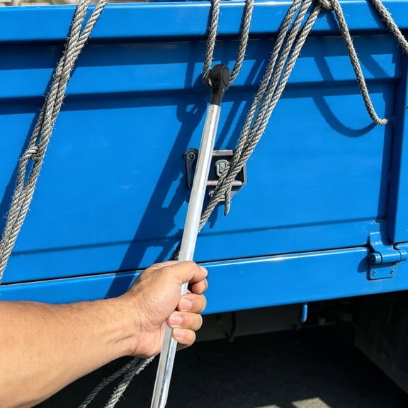 Long Handle Truck Cargo Rope Tensioner Heavy Duty Metal Ratchet Tie Down Tightening Wrench, Labor-Saving Lever Design Cargo Securing Tool-18"