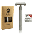 thumbnail image 1 of Long Handled Butterfly Open Safety Razor For Men Women + 5 Shaving Blades, 1 of 6