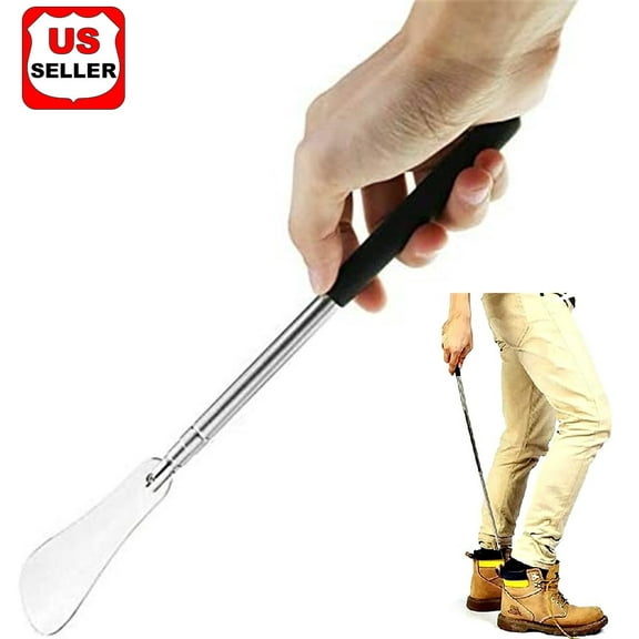 Long Handled Shoe Horn 12 inch to 25 inch, LINKPAL Adjustable Expander Shoe Lifter, Stainless Steel Telescopic Shoehorn for Men Women Kids Seniors Elder Pregnant
