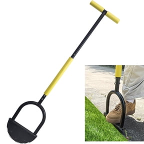 Long Handled Sidewalk Garden Grass Edger Lawn Edging and Land Scaping Handled Tool with Saw Tooth Blade for Sidewalk, Grass, Yard, Landscape, Non-Slip T Handle