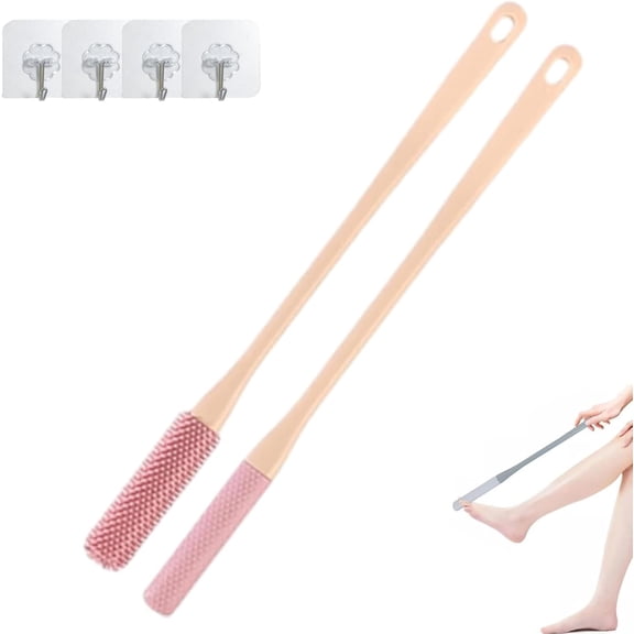 Long Handled Silicone Toe Crevice Cleaning Brush & Exfoliating Brush, Foot Gap Brushs Between Toes Brushs for Shower, Soft Exfoliating Feet Scrubber for Foot Seniors,Elderly