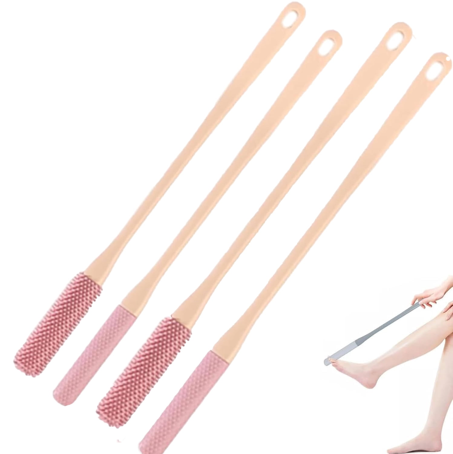 Long Handled Silicone Toe Crevice Cleaning Brush & Exfoliating Brush ...