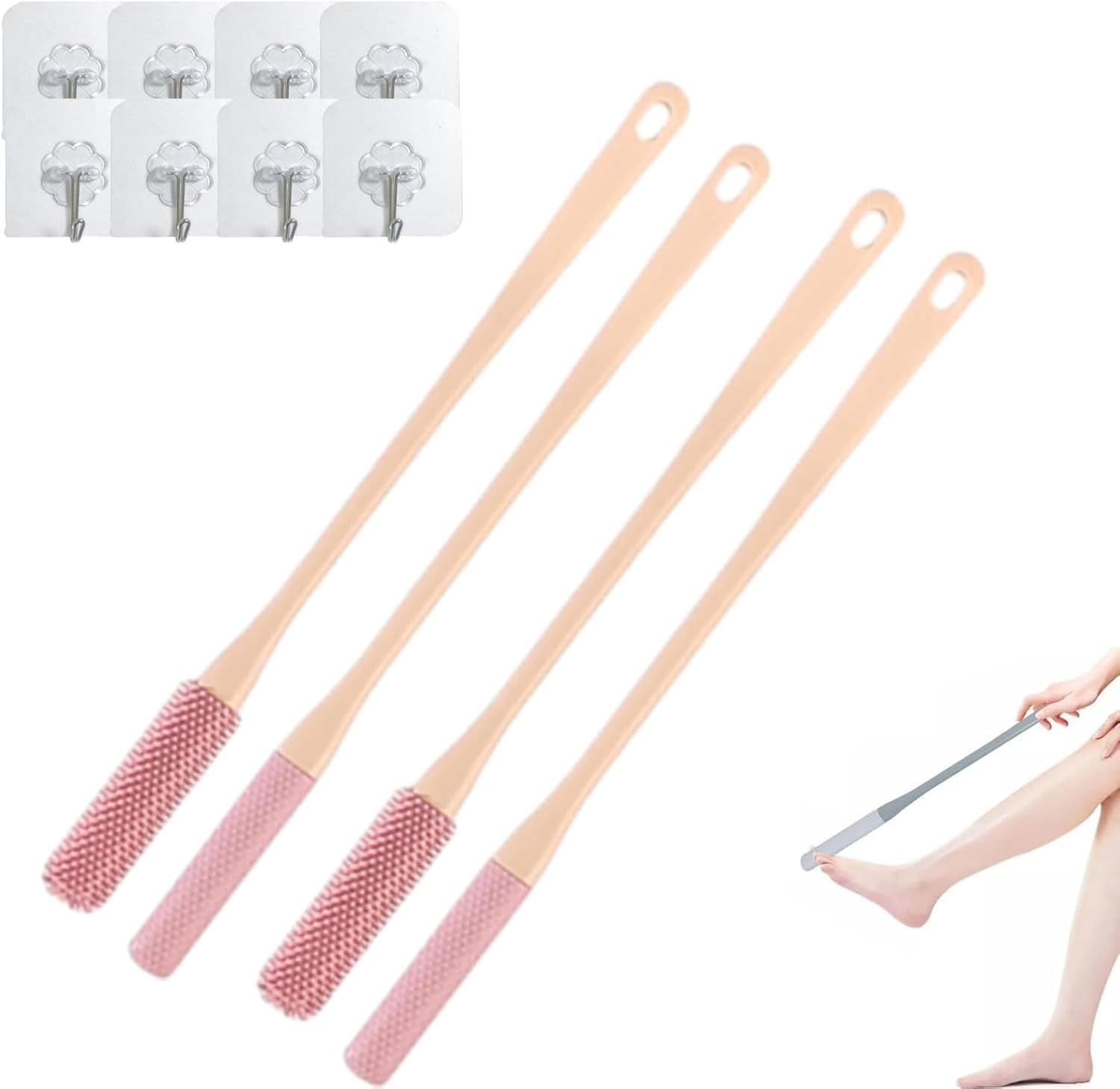 Long Handled Silicone Toe Crevice Cleaning Brush & Exfoliating Brush ...