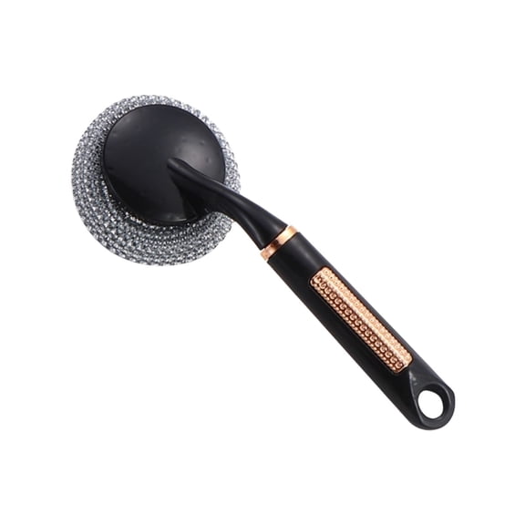 Long Handled Stainless Dish Scrub Brush, Heavy Duty Floor Scrub For Refrigerator And Cutting Board, Multi Use Scourer For Kitchen Sink (Black)