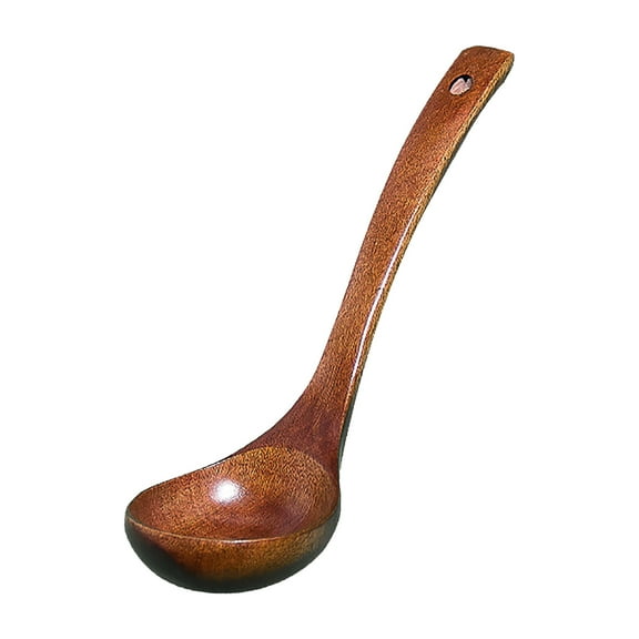 Long Handled Wooden Soup Spoon - Deep Soup Spoon for Kitchen Use Versatile Cooking Utensils and Smooth Lightweight Tableware