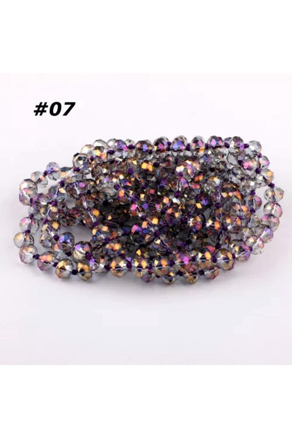 Long Handmade Knotted Faceted Beads Chain Necklace Lady Sweater Boutique Jewelry