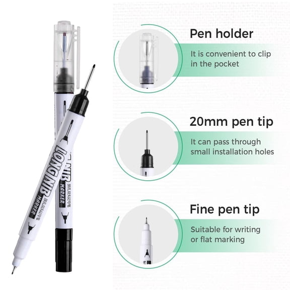 Long Head Deep Hole Marker Pens Reach Markers Fine Nib Writing Labeling Tool