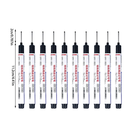 Long Head Hole Marker Pens 10 Pack Black 20mm Nib Fast Dry Waterproof Ink For Wood Tile Metal