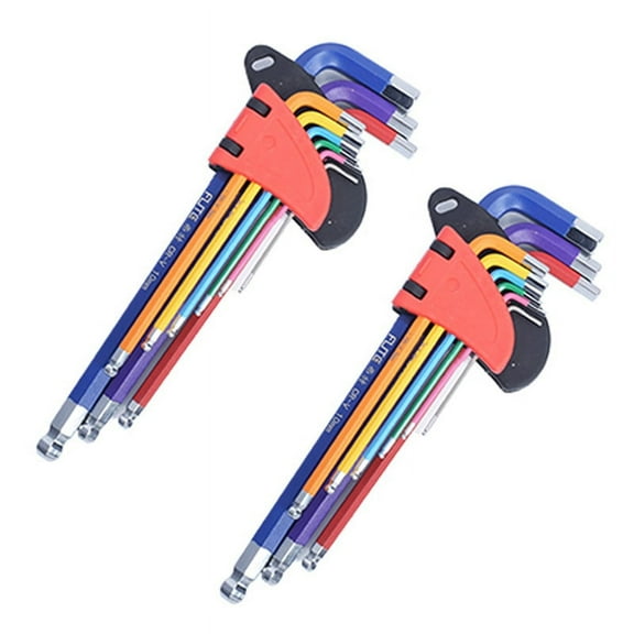 Long Hex Wrench Set, Metric and Standard Hex Wrench Set Hex Wrench with Ball Tip, SAE 1/16 to 3/8 In