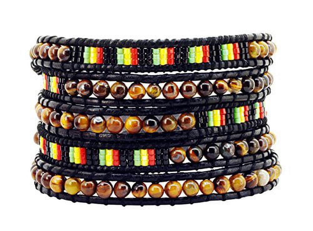 Leather Bracelets for Women/ Beaded Wrap Bracelet/ Seed Bead