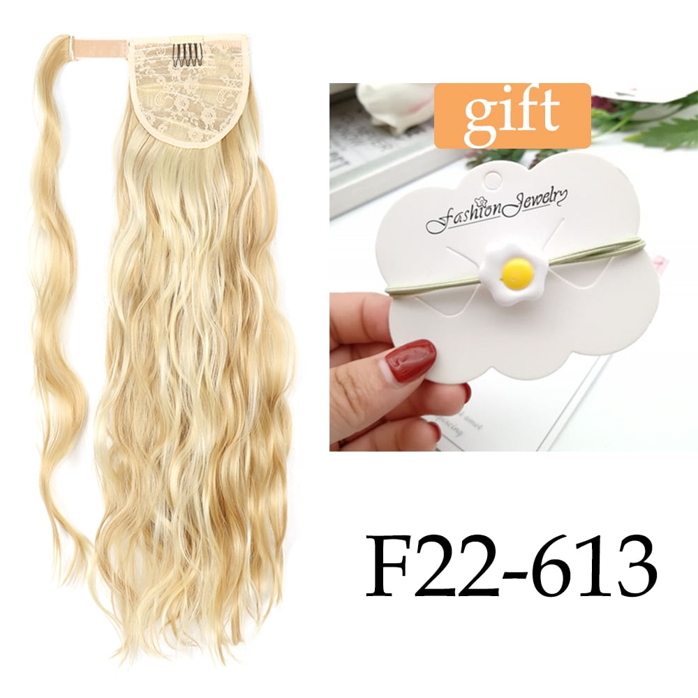 Long Hollywood Wave Ponytail Wrap Around Synthetic Ponytail Body Wave Clip in Hairpiece Blonde Wave Ponytail for Women
