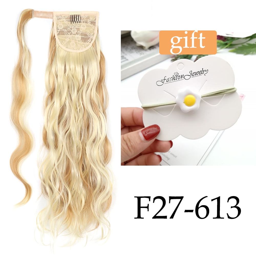 Long Hollywood Wave Ponytail Wrap Around Synthetic Ponytail Body Wave Clip in Hairpiece Blonde Wave Ponytail for Women